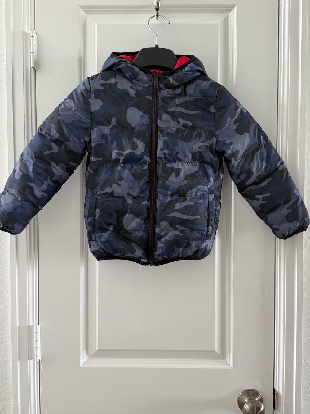 Class Club Boys Blue Camo Puffer Jacket With Hood Size 4/5